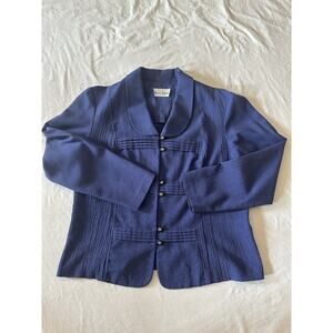 Vintage Miss Derby Button-Up Blazer Jacket – Deep Blue – Size M/L